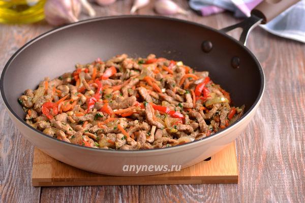 Мясо по-китайски с овощами