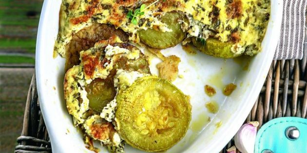 Кабачки, запечённые со сметаной и зеленью Рецепты: Кабачки, запечённые со сметаной и зеленью