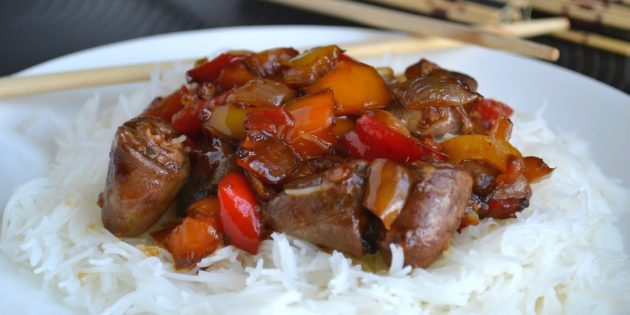 Куриные сердечки в соевом соусе с овощами Рецепты: Куриные сердечки в соевом соусе с овощами