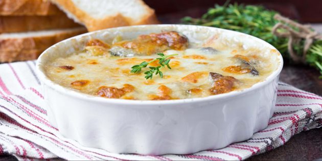 Картофельная запеканка с грибами Картофельная запеканка с грибами: простой рецепт
