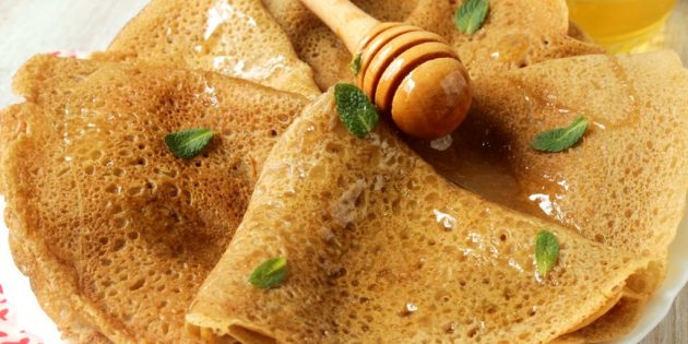 Тонкие заварные блины с дырочками на кефире Как приготовить тонкие блины