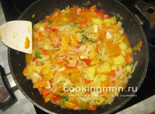 кабачок тушеный с капустой Овощное рагу