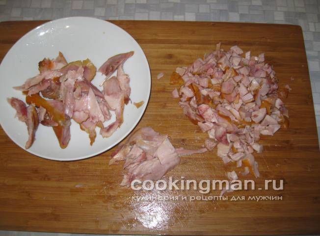 Салат с копченой курицей и пекинской капустой салат пекинская капуста сухарики