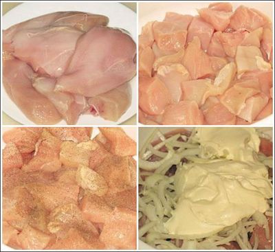Маринование курицы в майонезе с луком