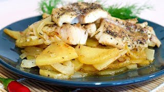 Минтай в духовке с картошкой и луком Минтай в духовке с картошкой и луком
