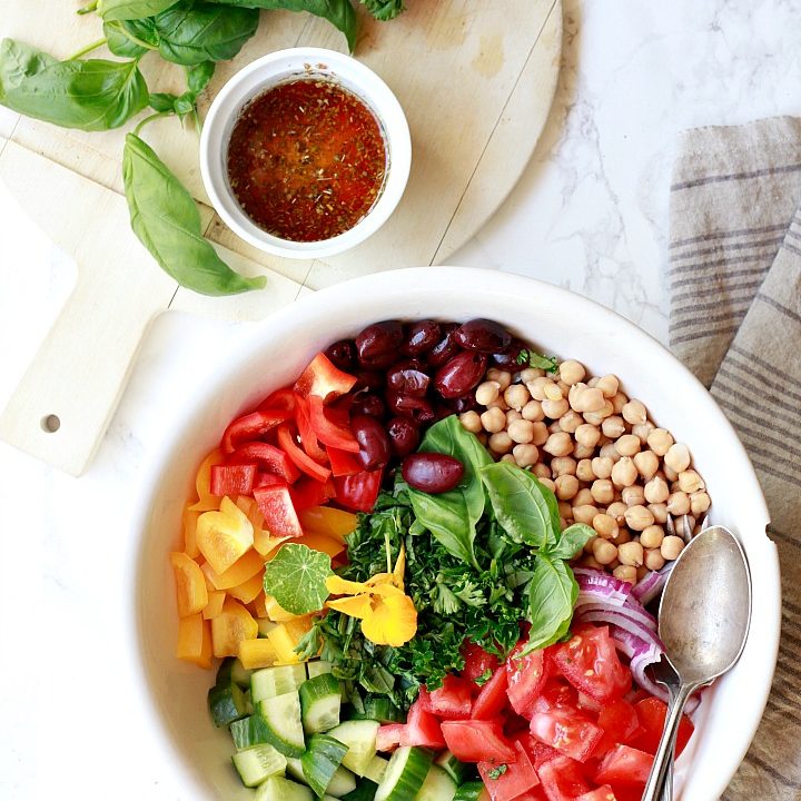 Mediterranean Lentil Salad Greek salad with chickpeas