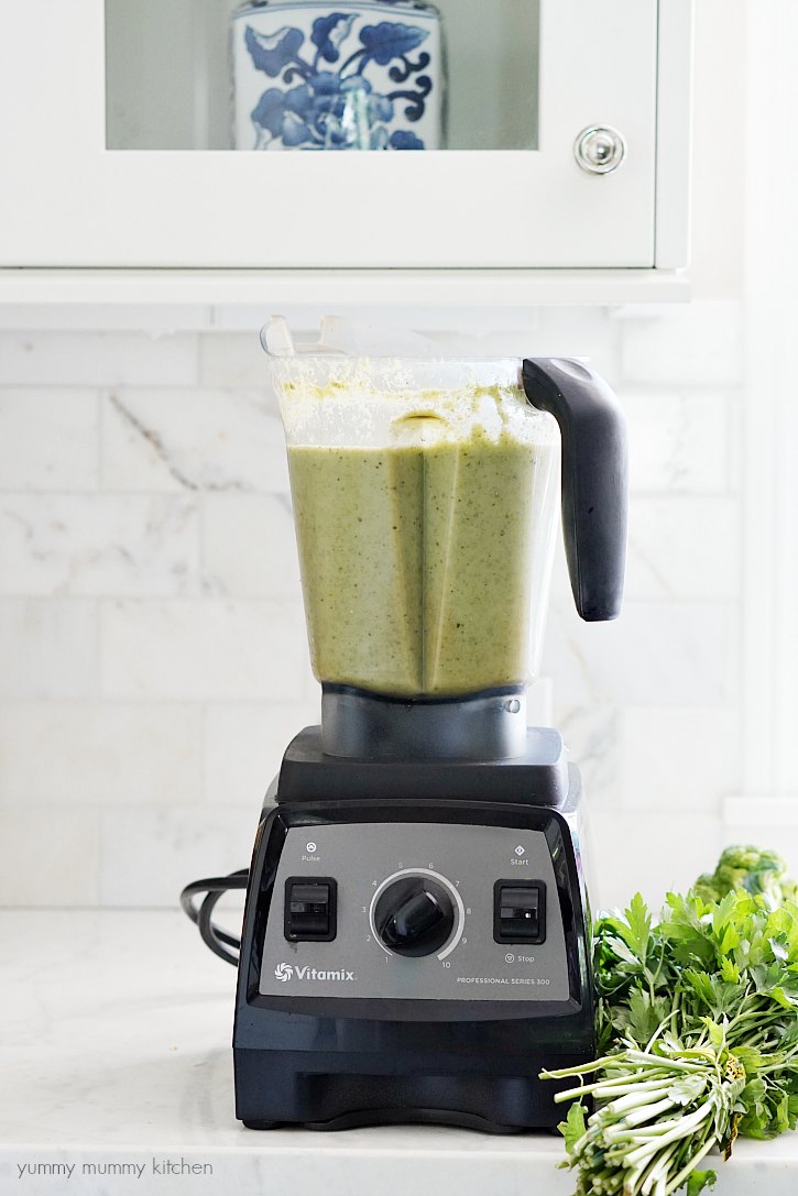 Creamy vegan broccoli soup made in the Vitamix blender This creamy vegan broccoli cashew soup is so easy to make in the Vitamix.