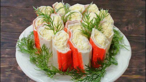 Рулетики из крабовых палочек Рулетики из крабовых палочек