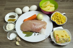 Салат с ананасом и курицей: Ингредиенты