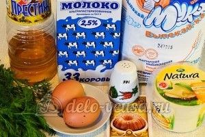 Сырные блины с зеленью: Ингредиенты Сырные блины с зеленью: Ингредиенты