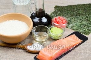 Роллы с семгой Сяке маки: Ингредиенты Роллы с семгой Сяке маки: Ингредиенты