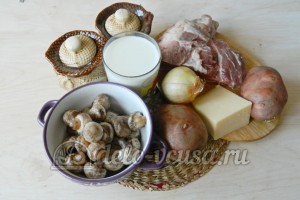 Картофельная запеканка с мясом и грибами: