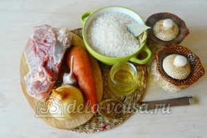 Плов со свининой на сковородке: Ингредиенты Плов со свининой на сковородке: Ингредиенты