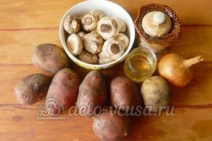 Жареная картошка с шампиньонами: Ингредиенты Жареная картошка с шампиньонами: Ингредиенты