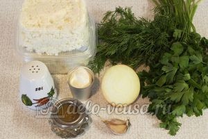 Творог с зеленью и чесноком: Ингредиенты Творог с зеленью и чесноком: Ингредиенты