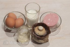 Омлет с колбасой на сковороде: Ингредиенты Омлет с колбасой на сковороде: Ингредиенты