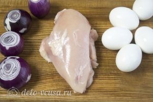 Куриный салат с маринованным луком: Ингредиенты Куриный салат с маринованным луком: Ингредиенты