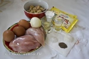 Салат с блинами и грибами: Ингредиенты Салат с блинами и грибами: Ингредиенты