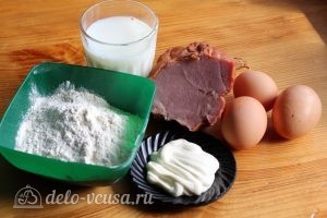Блинчики с ветчиной и яйцом: Ингредиенты Блинчики с ветчиной и яйцом: Ингредиенты
