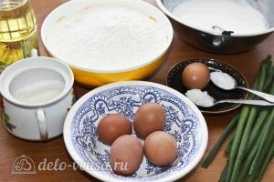 Пирожки на кефире с яйцом и зеленым луком: Ингредиенты Пирожки на кефире с яйцом и зеленым луком: Ингредиенты