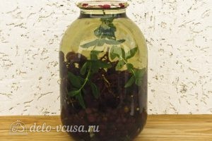 Виноградный компот с мятой на зиму: Заливаем воду