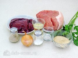 Котлеты из свинины с печенью: Ингредиенты Котлеты из свинины с печенью: Ингредиенты
