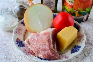 Мясо по-французски из свинины с помидорами: Ингредиенты Мясо по-французски из свинины с помидорами: Ингредиенты