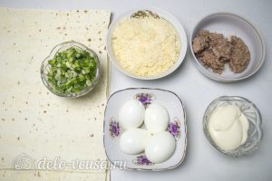Рулет из лаваша Мимоза: Ингредиенты Рулет из лаваша Мимоза: Ингредиенты