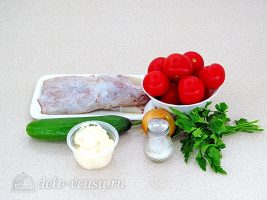 Салат с кальмаром и свежим огурцом: Ингредиенты Салат с кальмаром и свежим огурцом: Ингредиенты