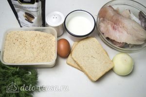 Рыбные котлеты из хека: Ингредиенты Рыбные котлеты из хека: Ингредиенты