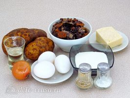 Картофельная запеканка с грибами в мультиварке: Ингредиенты