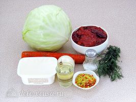 Тушеная капуста с куриной печенью: Ингредиенты Тушеная капуста с куриной печенью: Ингредиенты