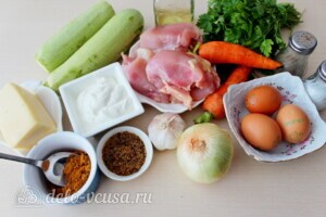 Запеканка из кабачков с курицей: Ингредиенты Запеканка из кабачков с курицей: Ингредиенты