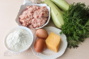 Пирог-запеканка из кабачков с фрикадельками: Ингредиенты Пирог-запеканка из кабачков с фрикадельками: Ингредиенты