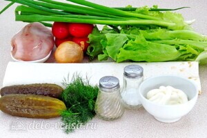 Рулет из лаваша с курицей и овощами: Ингредиенты Рулет из лаваша с курицей и овощами: Ингредиенты