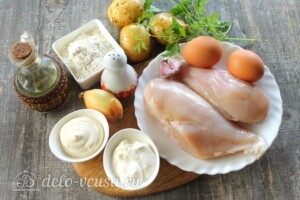 Куриные отбивные в картофельном кляре: Ингредиенты Куриные отбивные в картофельном кляре: Ингредиенты