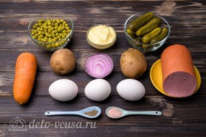 Ингредиенты для салат Оливье