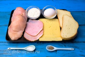 "Кордон блю" из курицы с ветчиной и сыром: Ингредиенты "Кордон блю" из курицы с ветчиной и сыром: Ингредиенты