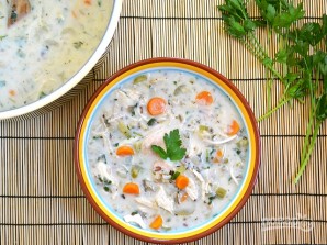 Сливочный суп с курицей и рисом - фото шаг 14