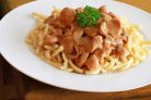 Мясо с грибами с сливочном соусе