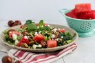 Салат с зеленью, арбузом и фетой
