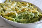 Запечённые макароны с соусом из шпината