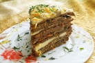 Печеночный торт с грибами