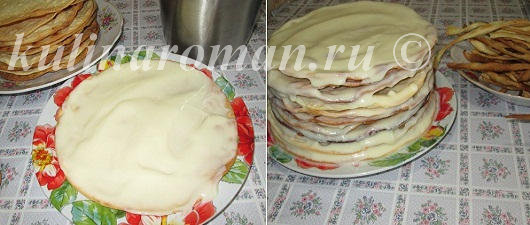 промазываем коржи