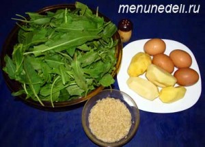 Необходимые ингредиенты Продукты для щавельника с яйцом без мяса