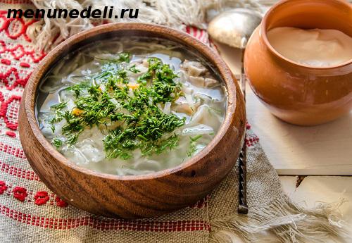 Щи со свининой квашеной капустой и зеленью