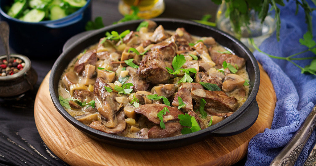 куриная печень с луком