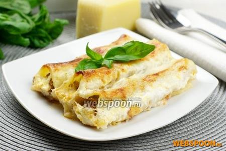 Фото рецепта Каннеллони с мясом под соусом бешамель