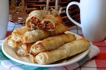Фото рецепта Пирожки из теста фило с капустой
