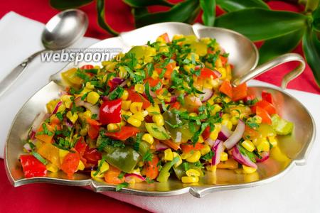 Фото рецепта Жареная кукуруза со сладким перцем